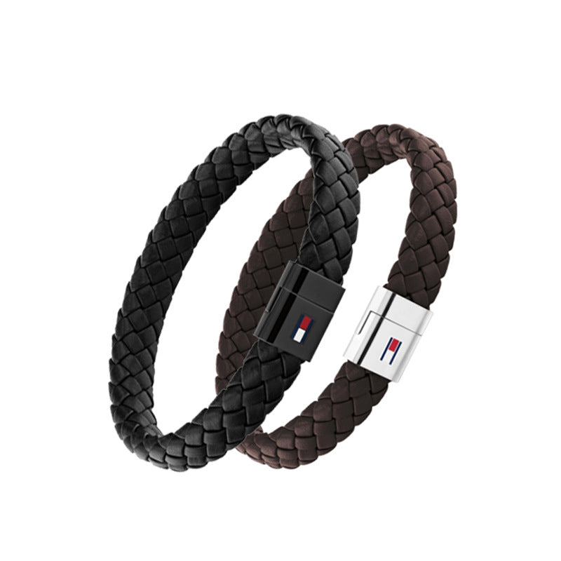 Stainless Steel Leather Bracelet