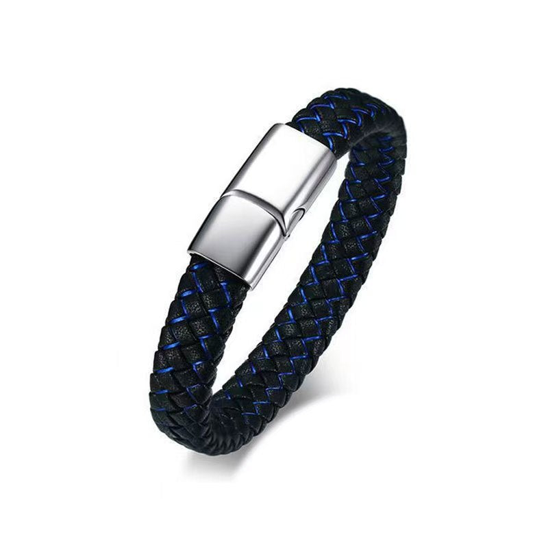 Stainless Steel Leather Bracelet